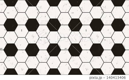 Geometric black and white soccer ball vector seamless pattern, background with hexagons for sport events Geometric black and white soccer ball vector seamless pattern, background with hexagons for sport events 140413406