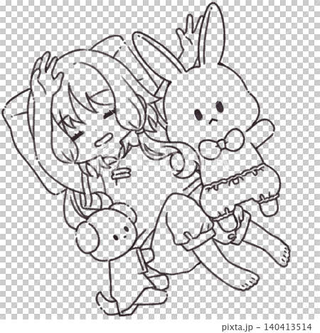 Rabbit and Girl 3 [Coloring Book/Line Art] 140413514