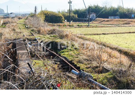 豪雨被害で廃線となった田園の川村駅跡 豪雨被害で廃線となった田園の川村駅跡 140414300
