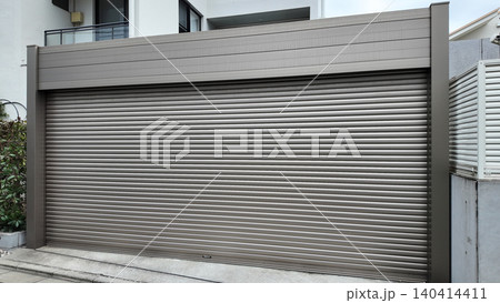 automatic garage door in front view automatic garage door in front view 140414411