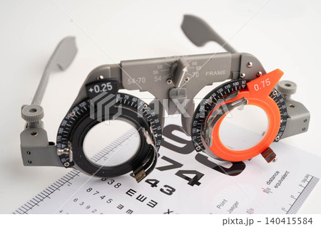 Ophthalmic trial frames to visual acuity eye test. Ophthalmic trial frames to visual acuity eye test. 140415584