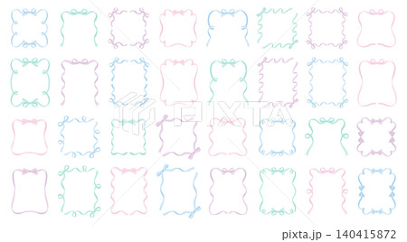 かわいいリボンのフレームのベクターイラストセット。りぼん、飾り、パステルカラー 140415872
