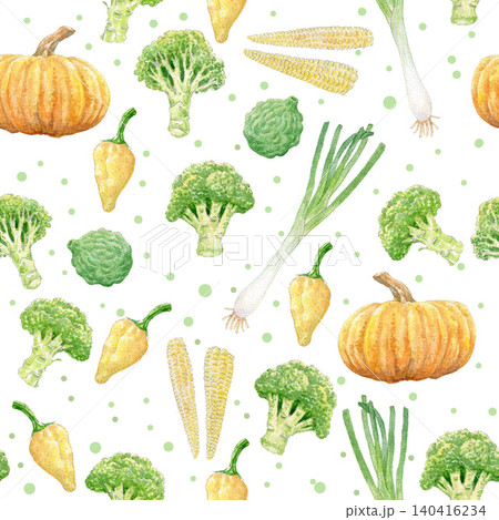 Watercolor Vegetables Seamless Pattern 140416234