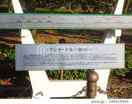 瀬戸大橋に使用されているアンカーボルトの説明書き(香川県坂出市番の州緑町) 瀬戸大橋に使用されているアンカーボルトの説明書き(香川県坂出市番の州緑町) 140416994