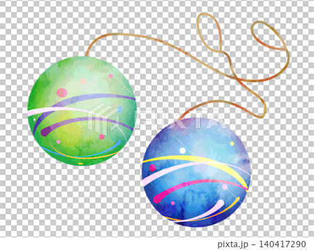 Watercolor-style vector - yo-yo water balloon - blue-green Watercolor-style vector - yo-yo water balloon - blue-green 140417290