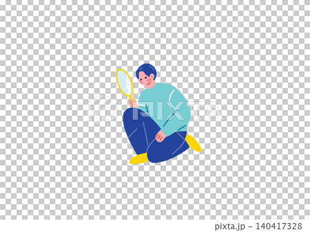 一名男子拿著放大鏡的插圖 一名男子拿著放大鏡的插圖 140417328