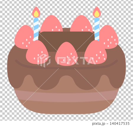 Strawberry birthday cake (chocolate) with candles Strawberry birthday cake (chocolate) with candles 140417535