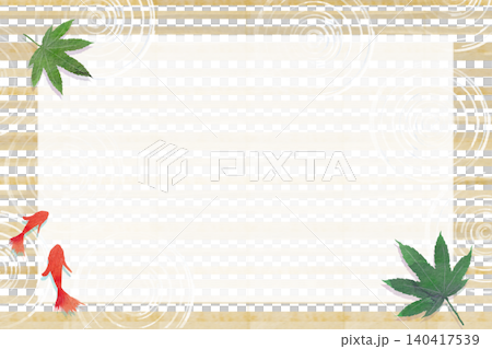 A summery background featuring goldfish, autumn leaves, and bamboo blinds. A summery background featuring goldfish, autumn leaves, and bamboo blinds. 140417539
