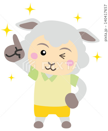ひらめきを思いついた羊のキャラクターイラスト ひらめきを思いついた羊のキャラクターイラスト 140417657