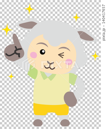 ひらめきを思いついた羊のキャラクターイラスト ひらめきを思いついた羊のキャラクターイラスト 140417657