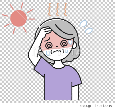 Heatstroke senior woman Heatstroke senior woman 140418249