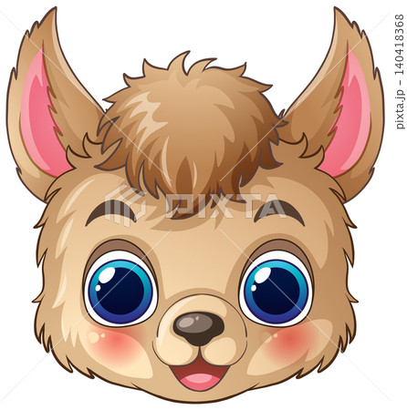 Cute Cartoon Baby Llama Face Vector Illustration on White Background 140418368