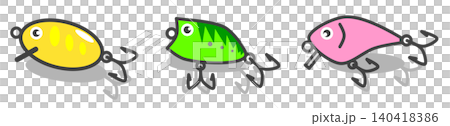 An illustration of artificial lures used in lure fishing as a hobby. An illustration of artificial lures used in lure fishing as a hobby. 140418386