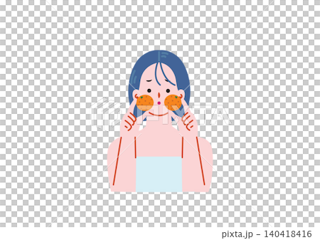 Illustration of a woman suffering from orange peel skin. Illustration of a woman suffering from orange peel skin. 140418416