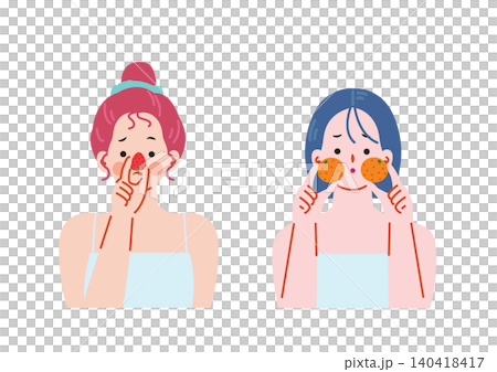 患有毛孔的女人的插圖 患有毛孔的女人的插圖 140418417