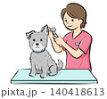HPやカタログで使いやすい動物病院で診察を受ける犬（シュナウザー）のベクターイラスト 140418613