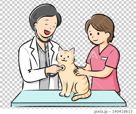 Vector illustration of a cat receiving treatment at a veterinary clinic, easy to use on websites and catalogs. Vector illustration of a cat receiving treatment at a veterinary clinic, easy to use on websites and catalogs. 140418615