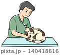 HPやカタログで使いやすい動物病院で診察を受ける猫のベクターイラスト 140418616