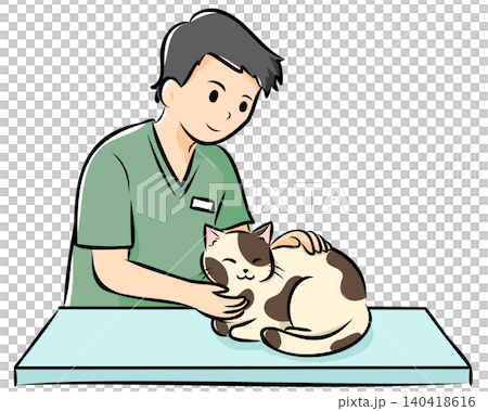 Vector illustration of a cat receiving treatment at a veterinary clinic, easy to use on websites and catalogs. Vector illustration of a cat receiving treatment at a veterinary clinic, easy to use on websites and catalogs. 140418616
