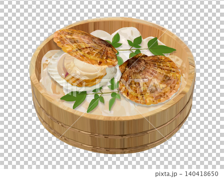 Scallops (in a wooden bucket with ice) 140418650