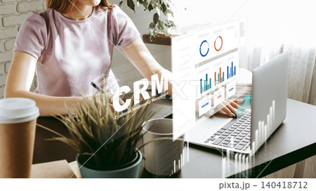 Using CRM software for managing customer relationships at a workspace Using CRM software for managing customer relationships at a workspace 140418712