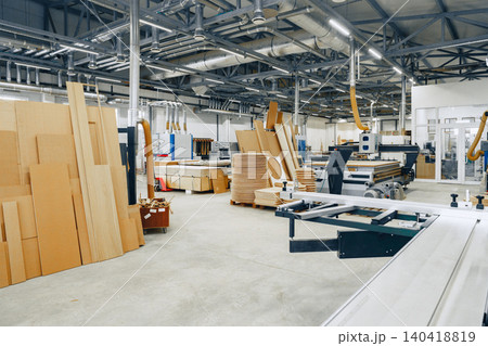 Furniture workshop with tools and materials for woodworking near the production area Furniture workshop with tools and materials for woodworking near the production area 140418819