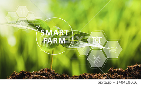 Smart farm setup with sensors and technology in crop cultivation focused on plant growth Smart farm setup with sensors and technology in crop cultivation focused on plant growth 140419016