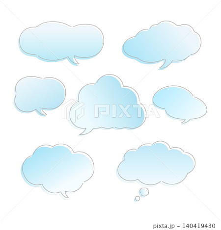 もこもこ雲の吹き出しセット もこもこ雲の吹き出しセット 140419430