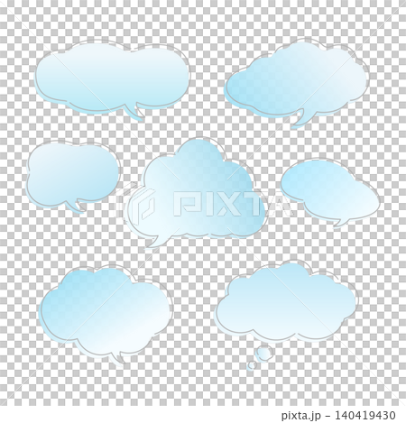 もこもこ雲の吹き出しセット もこもこ雲の吹き出しセット 140419430