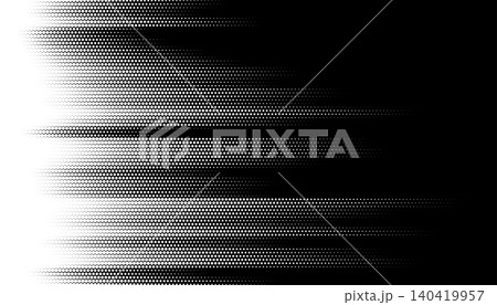 Black and white abstract halftone grid transition with digital glitch speed lines 140419957