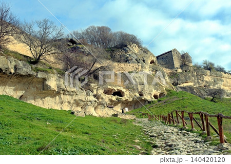 Chufut-Kale, a medieval cave city-fortress in Crimea, Bakhchisaray. 140420120