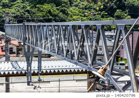 鉄道の架線柱と門型トラスビーム(俯瞰・クローズアップ) 鉄道の架線柱と門型トラスビーム(俯瞰・クローズアップ) 140420796
