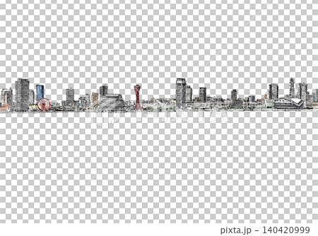 神戸ランドマーク線画(水彩)海空無し 140420999