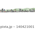 神戸ランドマーク線画(水彩)山 140421001