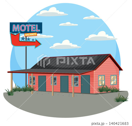 Retro Roadside Motel With Vacancy Sign Illustration Retro Roadside Motel With Vacancy Sign Illustration 140421683