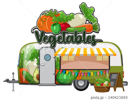 Vegetable Food Truck with Colorful Produce Display 140421693
