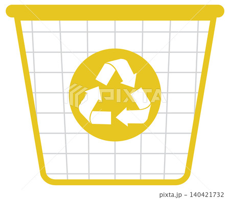 Yellow Recycling Bin with Grid and Recycle Symbol Yellow Recycling Bin with Grid and Recycle Symbol 140421732