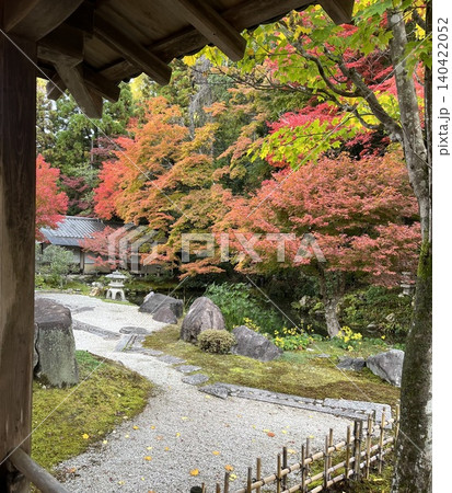 紅葉、枯山水に続く道 紅葉、枯山水に続く道 140422052