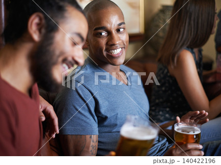 Friends, beer and happy at pub, smile and relax indoor for drink and bonding in summer to destress. Male people, pub and chill for social, guys and alcohol together and laughing for fun and weekend. Friends, beer and happy at pub, smile and relax indoor for drink and bonding in summer to destress. Male people, pub and chill for social, guys and alcohol together and laughing for fun and weekend. 140422196