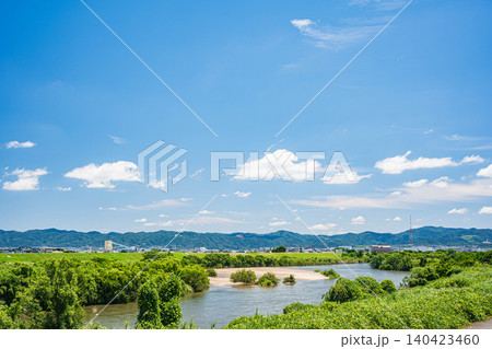 木津川風景　京都府八幡市　 140423460