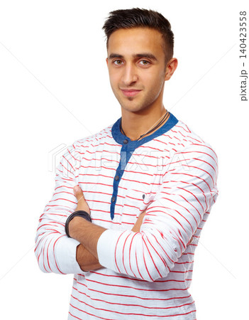 Portrait, fashion and man with arms crossed in studio with pride isolated on a white background. Face, confidence or young person, model or student in casual clothes for style on a backdrop in Brazil Portrait, fashion and man with arms crossed in studio with pride isolated on a white background. Face, confidence or young person, model or student in casual clothes for style on a backdrop in Brazil 140423558