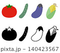 夏野菜のシンプルアイコンセット 140423567