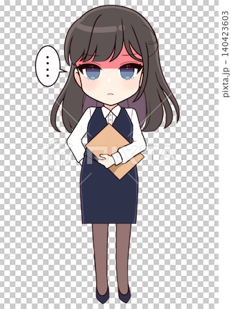 An angry office lady with long black hair An angry office lady with long black hair 140423603