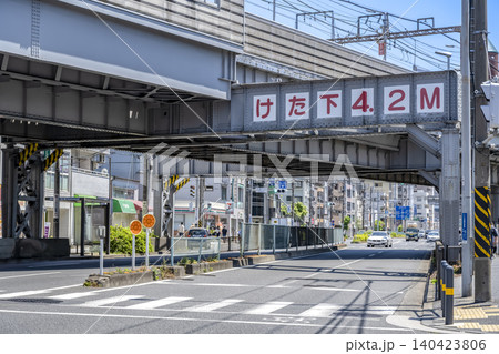 東白楽駅周辺の街並みと東急東横線高架下の風景 横浜市神奈川区 140423806