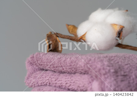 Cotton soft towels front view, copy space Cotton soft towels front view, copy space 140423842