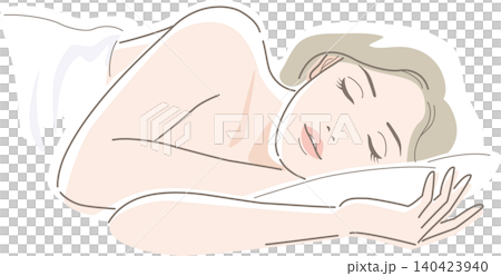 A woman with long hair is lying down and sleeping. 140423940