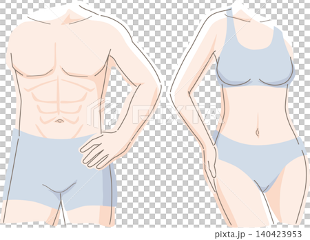 一位身材曼妙的女子和一位肌肉健碩的男子的身體 140423953