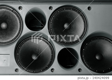 Stereo column of modern audio system close up Stereo column of modern audio system close up 140424099