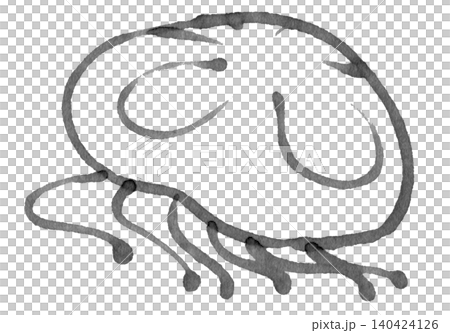 じんわりしたマーカーで描いた小さいくらげ2モノクロ じんわりしたマーカーで描いた小さいくらげ2モノクロ 140424126