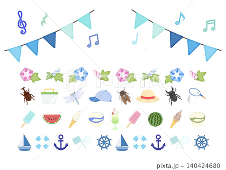 夏に使えるかわいいガーランドと飾り罫のセット 夏に使えるかわいいガーランドと飾り罫のセット 140424680
